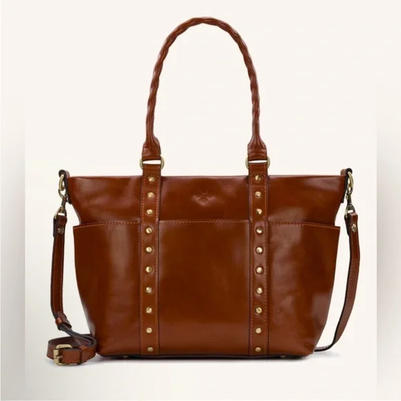 PATRICIA NASH Carducci Pocket Tote Shoulder Crossbody Bag 100% FullGrain Leather - Picture 1 of 12